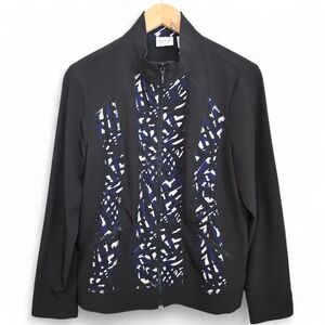 Chicos Zenergy Jacket Womens 1 US Medium Black Blue Full Zip Lightweight Casual